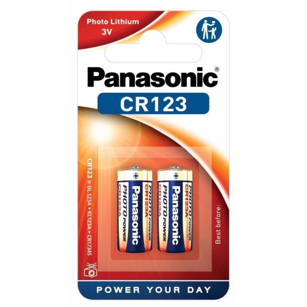 Panasonic 3 volt Lithium batteri - CR123A - 2-pak