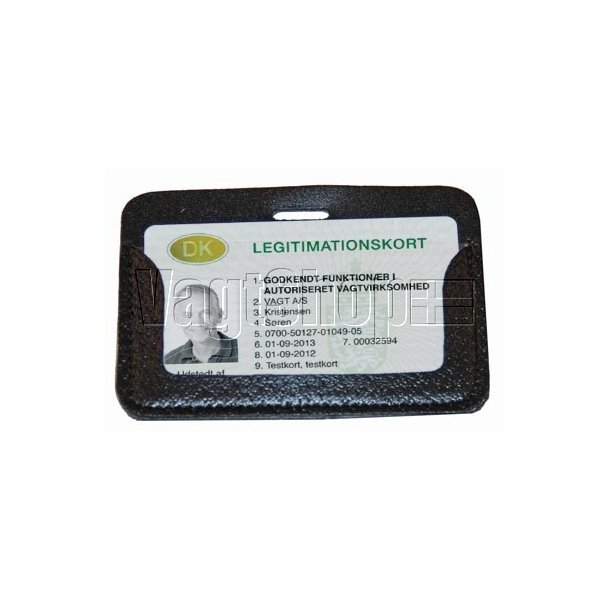 ID-kort holder - vandret med læderclip (lille)
