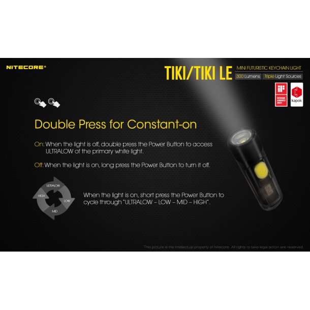 Nitecore TIKI LE - 300 lumens