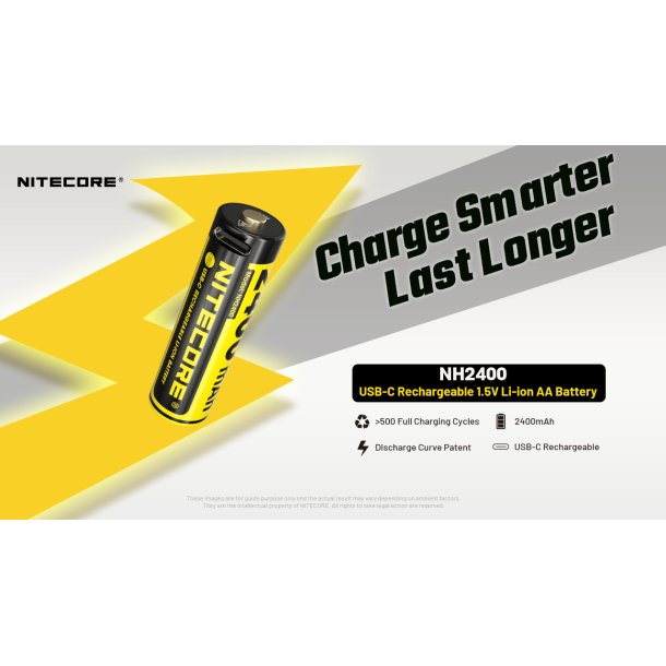 Nitecore genopladelige AA batterier - 4 stk