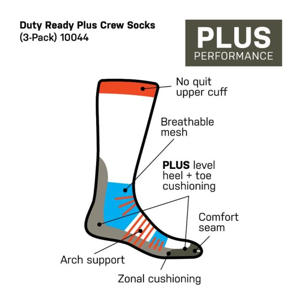 5.11 Duty Ready Plus Crew Sock - 3-pak
