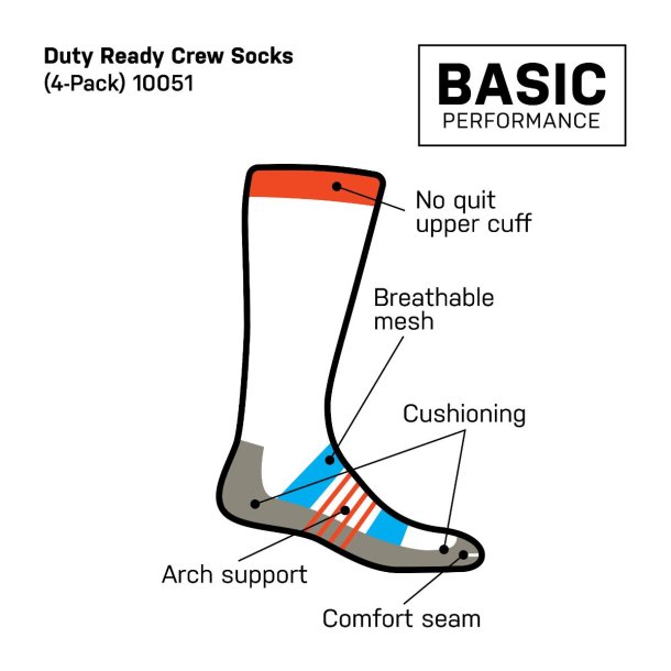 5.11 Duty Ready Basic Crew Sock - 4-pak