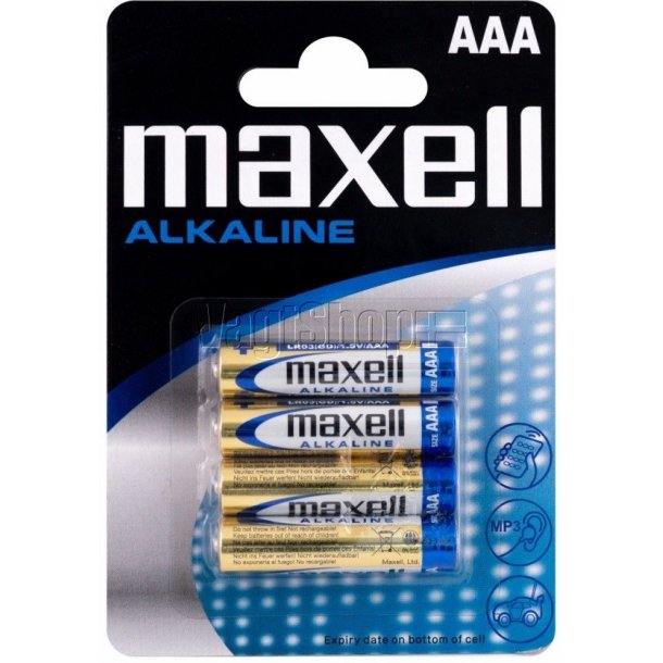 4 stk. Maxell AAA batterier