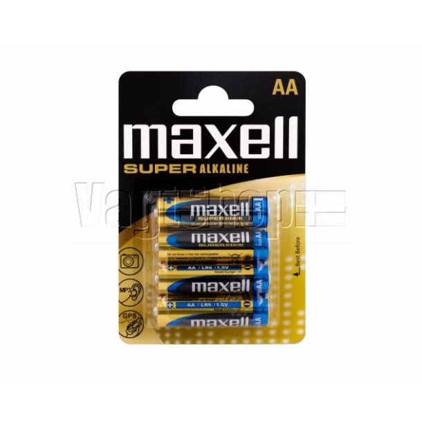4 stk. Maxell Super Alkaline AA batterier