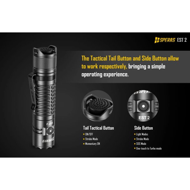 Speras Flashlight EST2 Dual-Switch Tactical Flashlight - 1900 lumens