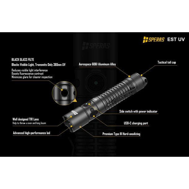 Speras Flashlight EST UV - 2300 lumens + UV 1,35W/365nm