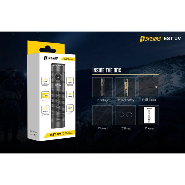 Speras Flashlight EST UV - 2300 lumens + UV 1,35W/365nm