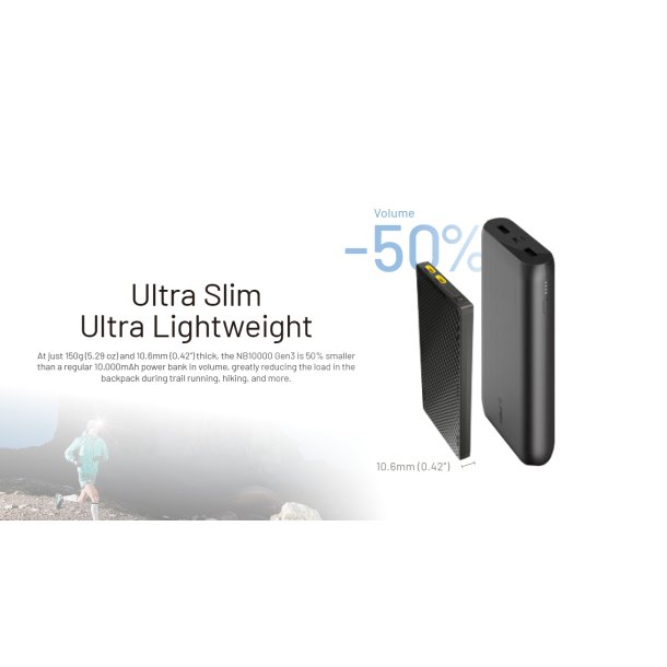 Nitecore Ultra Lightweight Carbon Fiber Power Bank Gen3 - 10000 mAh