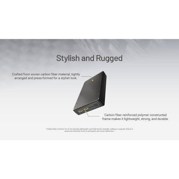 Nitecore Ultra Lightweight Carbon Fiber Power Bank Gen3 - 20000 mAh