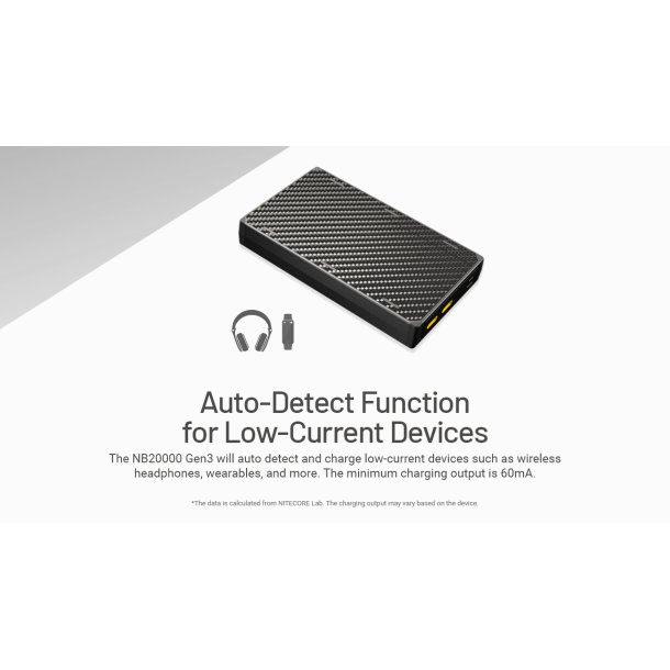 Nitecore Ultra Lightweight Carbon Fiber Power Bank Gen3 - 20000 mAh