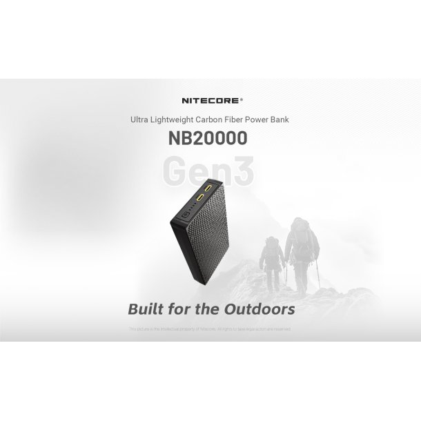 Nitecore Ultra Lightweight Carbon Fiber Power Bank Gen3 - 20000 mAh