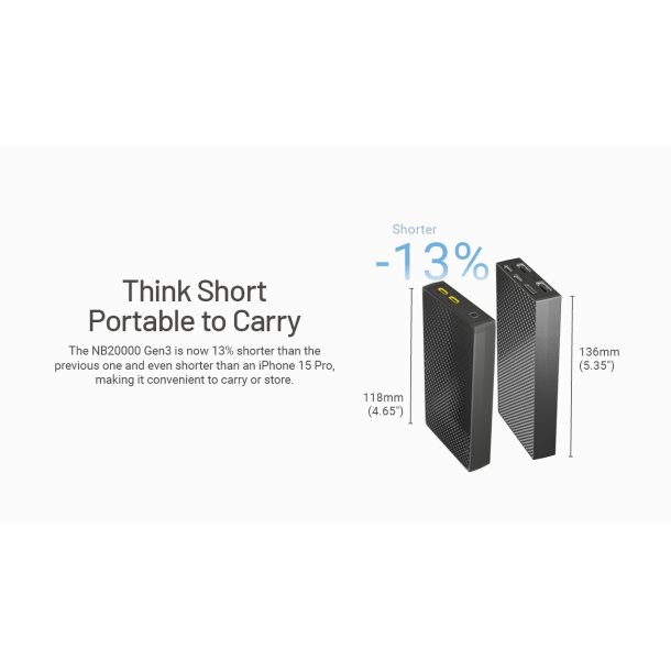 Nitecore Ultra Lightweight Carbon Fiber Power Bank Gen3 - 20000 mAh