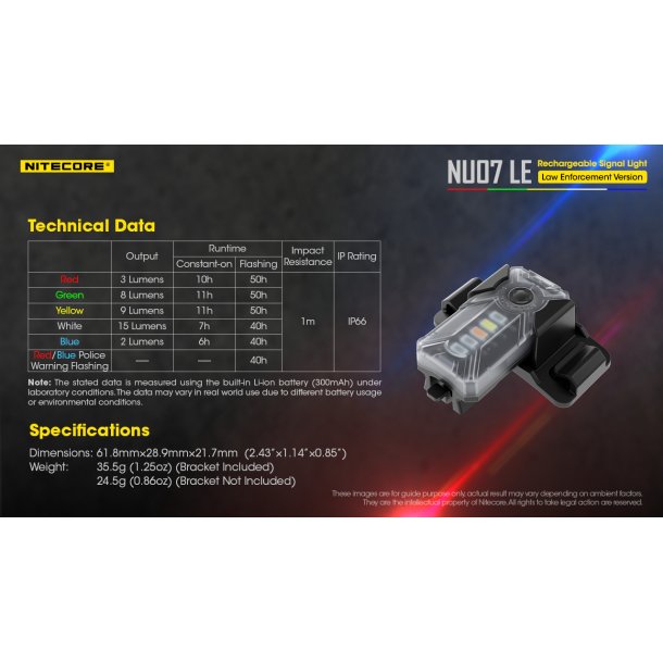 Nitecore NU07 LE Mini Signal Light - 15 lumens