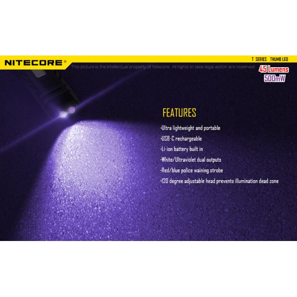 Nitecore THUMB LEO - 45 lumens + UV 500mW/365NM