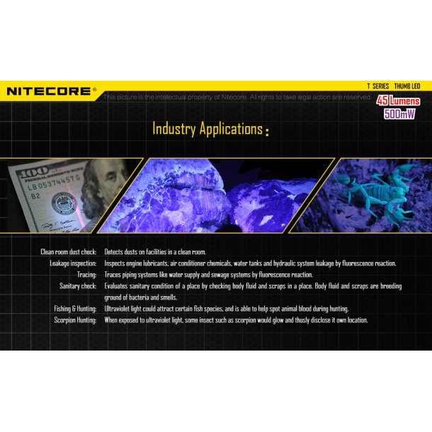 Nitecore THUMB LEO - 45 lumens + UV 500mW/365NM