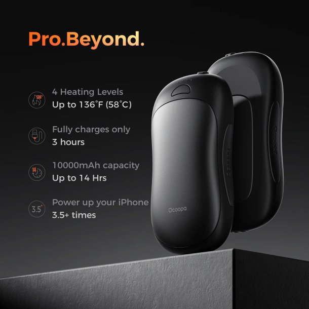 Ocoopa UT3 Pro genopladelig hndvarmer - sort