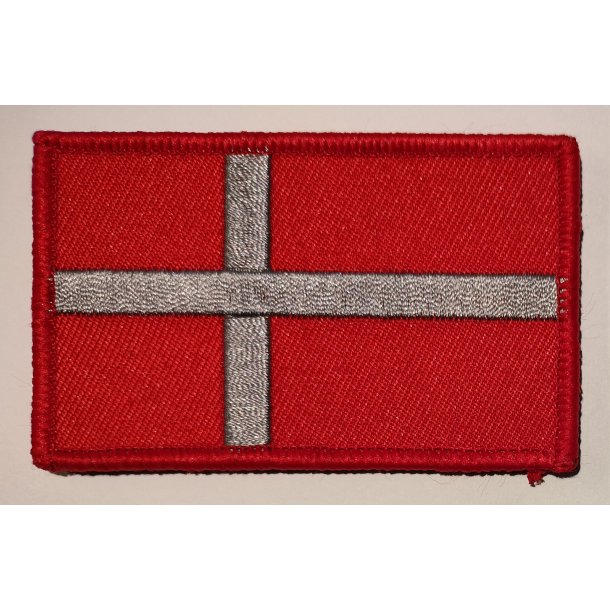 Dannebrog broderet velcromrke - rd/gr - L