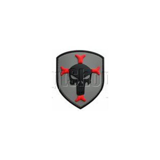 Knights Templar Crusaders Cross with Punisher patch - rød