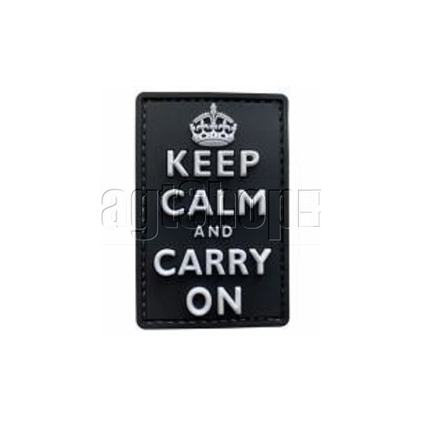 Keep Calm and Carry On patch - hvid