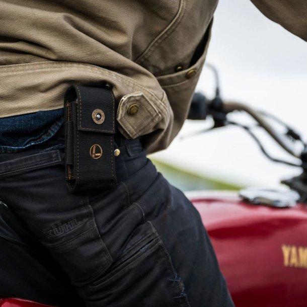 Leatherman nylon hylster m. 4 lommer og knap - sort & bronze - large