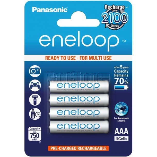 Panasonic eneloop AAA genopladeligt batteri - 4 stk